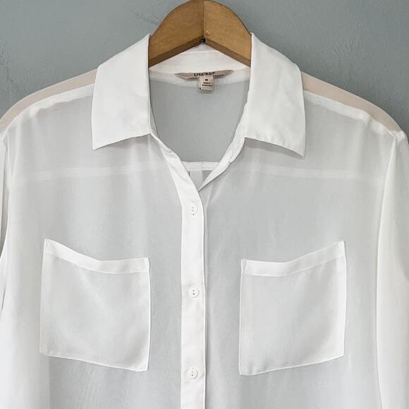 Decree Sheer Button Up Shirt Size Medium Office Siren Ethereal Preppy Y2K Top - Picture 2 of 11